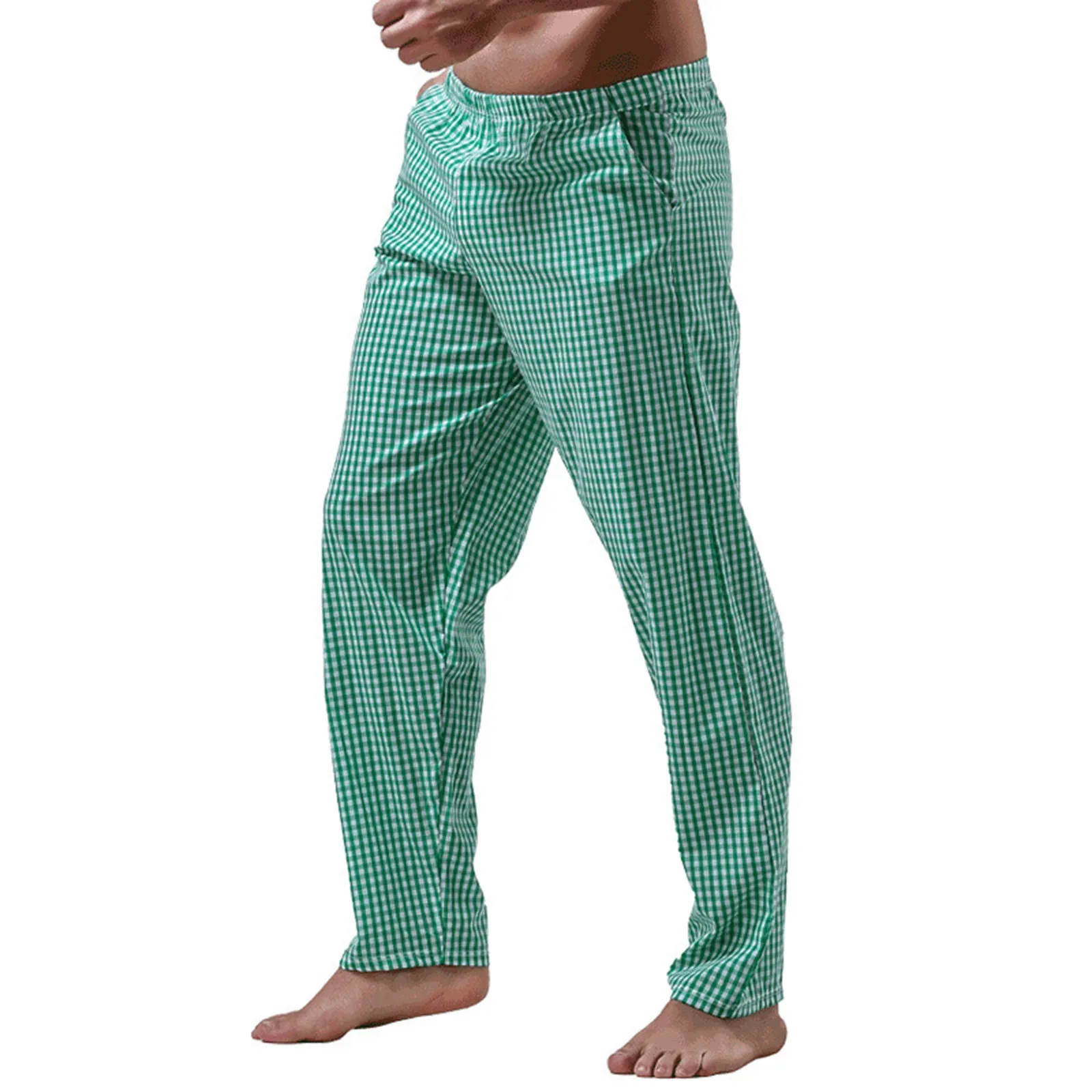 Pantalones de algodón para hombre, ropa de dormir a rayas, ropa de noche suelta de cintura media, multicolor, cómoda, para el hogar