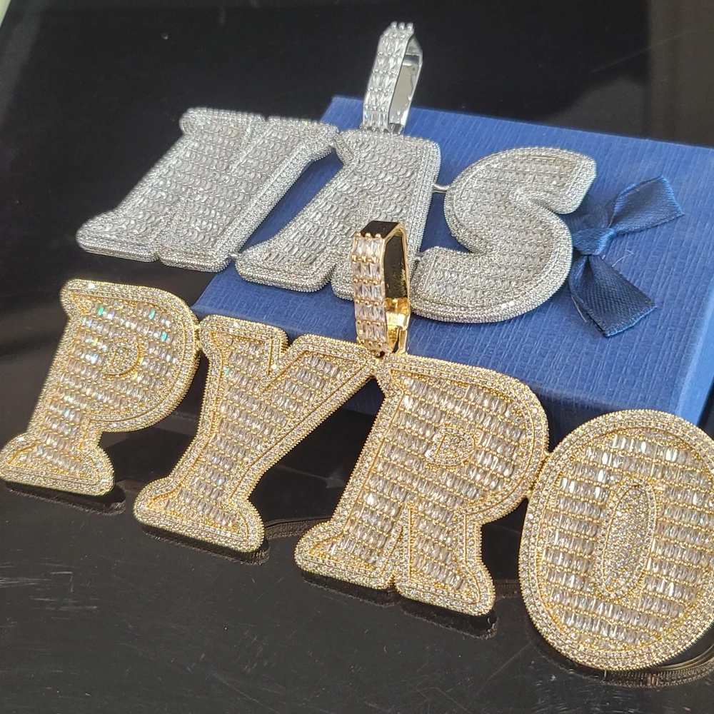 مخصص كبير Baguettecz رسالة وأرقام قلادة الصلبة عودة اسم قلادة الهيب هوب لوحة مع 20 مللي متر الكوبية سلسلة هدية شخصية