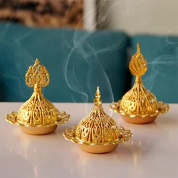 Golden Mini Incense Burner 1PC Metal Indoor Burner Alloy Incense Burner Stick Holder Plate Buddhism Censer Incense Burner