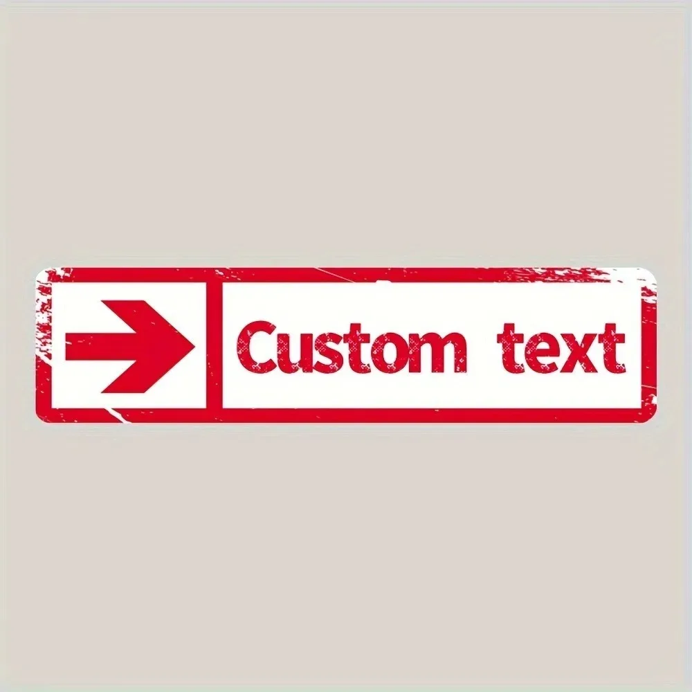 1PC 40×10CM Waterproof Aluminum Sign Red White Up Left Arrow Custom Text Personalized Front Porch Direction Plaque Only Ornament