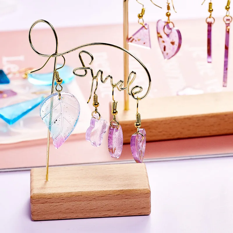 DIY Kristall-Epoxidharz Unregelmäßige Ohrringe Anhänger Silikonform Geometrie Halskette Anhänger Schmuckherstellung Schlüsselanhänger Bastelset – Detail 19