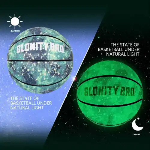 Imagen 1 del producto Regalo de baloncesto luminoso verde de cuero brillante para niños y niñas, pelota de juego nocturno para interiores y exteriores, tamaño 7 (29,5"") / 6(28.5"") / 5 (27,5"")