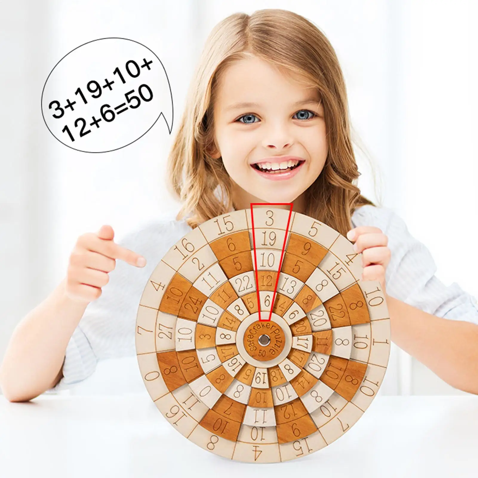 Rompecabezas Matemático de Madera, Juego de Números Desafiantes, Diseño de Rueda Giratoria, Rompecabezas para Estimular el Cerebro, para Escritorio, Viajes y Entretenimiento