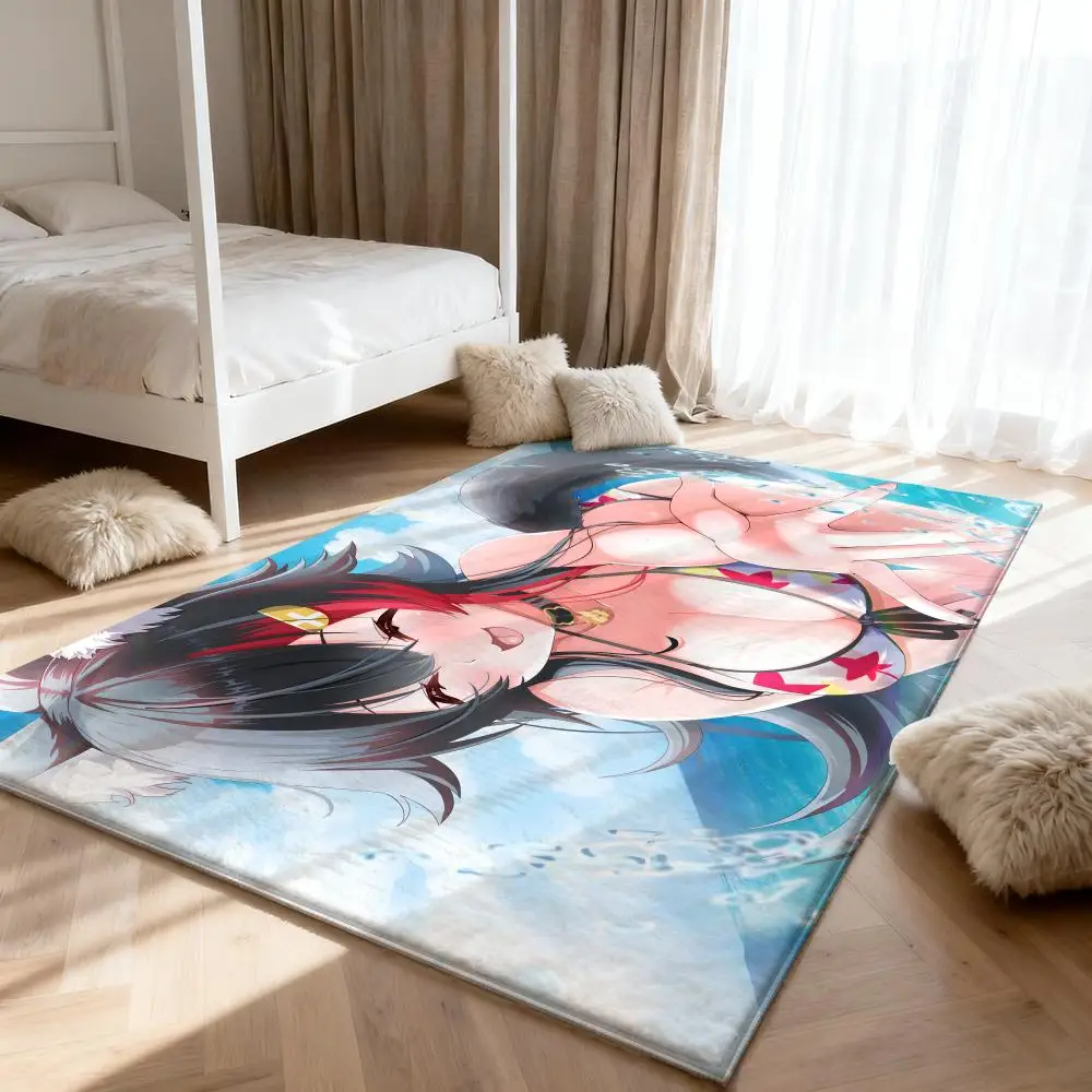 

cute game O-Ookami MioS Floor Mat Soft Thickened Absorbent Non-Slip Bedroom Living Room Door Mat Home Decor Flannel Rugs