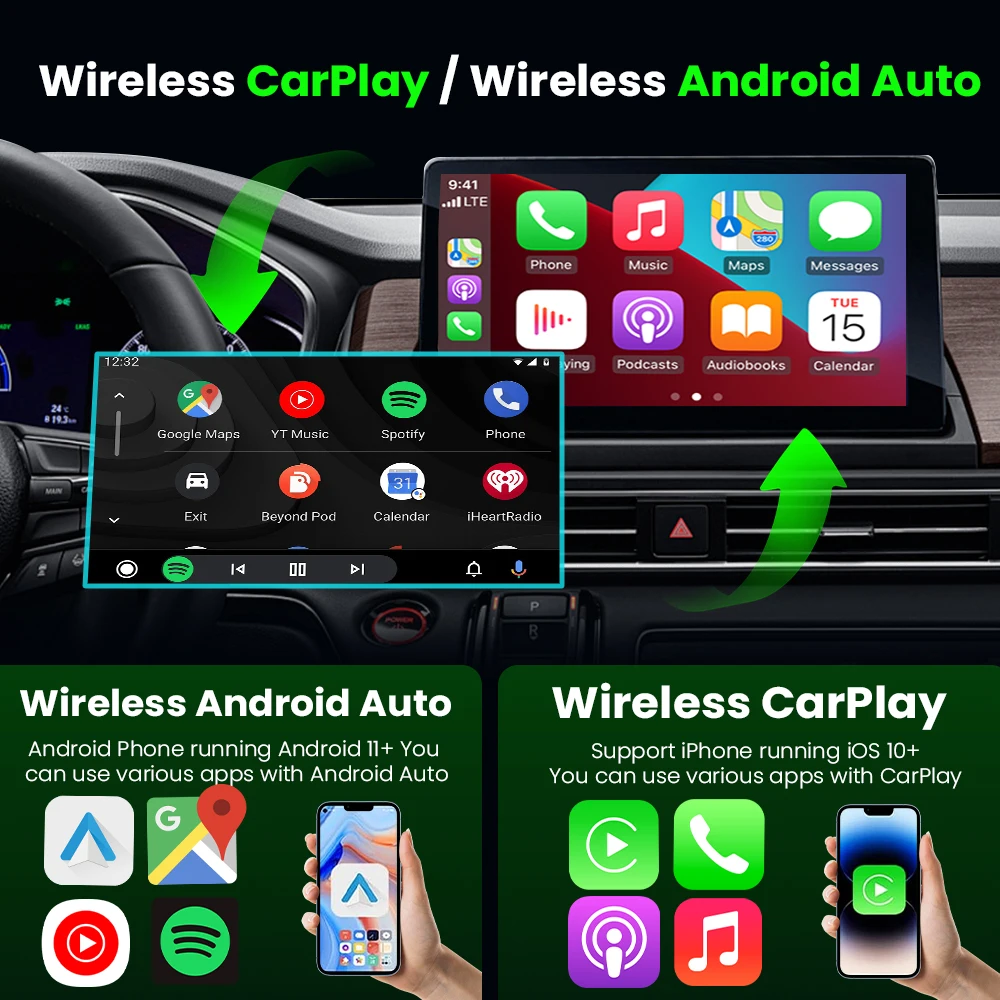 جديد 2in1 لاسلكي CarPlay أندرويد محول السيارات الذكية دونغل التوصيل والتشغيل لشركة هيونداي أزيرا سوناتا i10 i30 توكسون أيونيك كونا