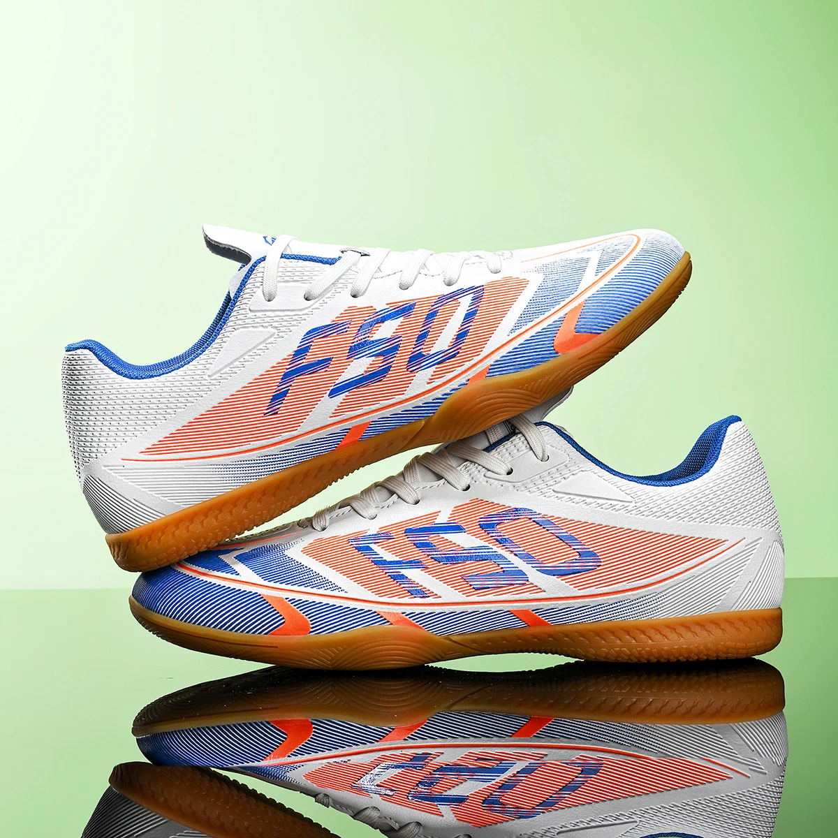 Low‑cut IC Indoor Flat Soccer Shoes, Light PU Upper, Flexible Rubber Flat Sole, Unisex Adult Five‑a‑side Training Shoes