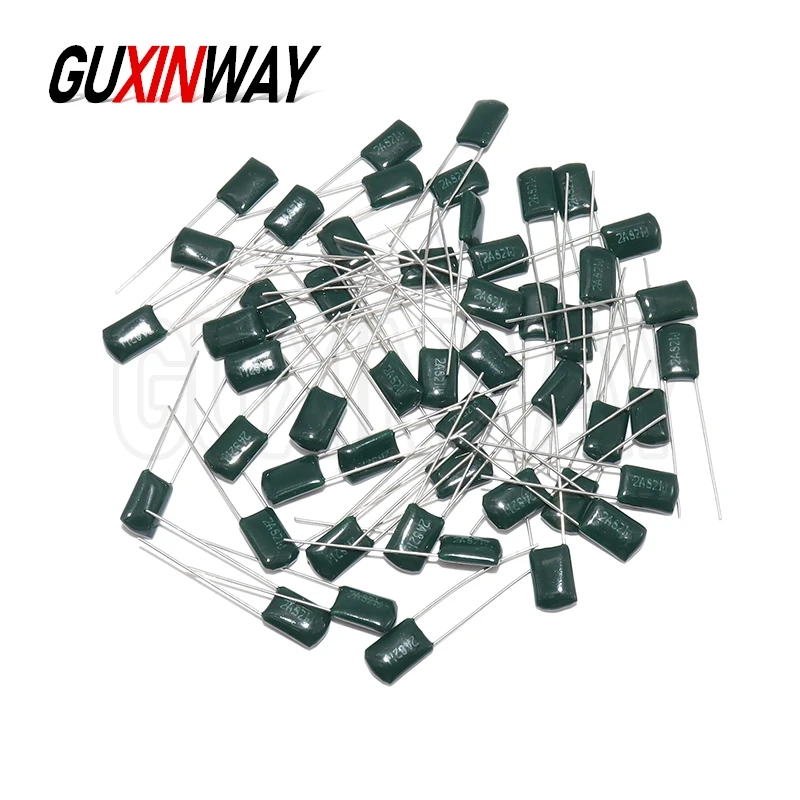 50 قطعة 100V فيلم البوليستر مكثف 330PF 470PF 560PF 102 222 472 103 223 333 473 104 1NF 2.2NF 10NF 22NF 47NF 100NF 0.1 فائق التوهج