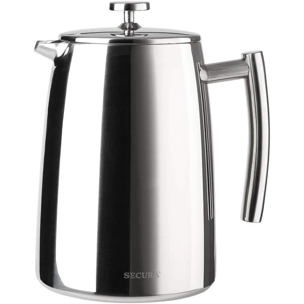 

Кофеварка French Press, 50 унций, изолированный кофейный пресс из нержавеющей стали 304 с дополнительным экраном