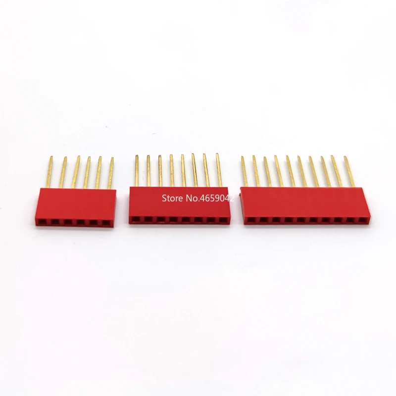 50Pcs 2.54mm Female Pin Header – 1x2/3/4/5/6/8/10/12 Pin Single Row Stackable Long 11mm Socket Connector for Arduino Breadboard