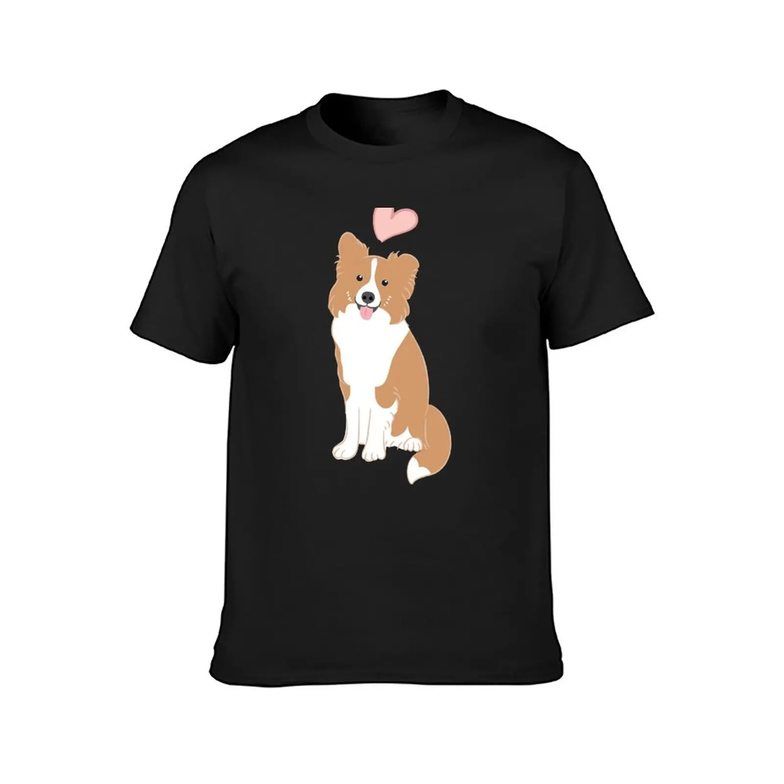 LOVE Red Border Collie T-Shirt Short sleeve tee sports fans Men's t-shirt