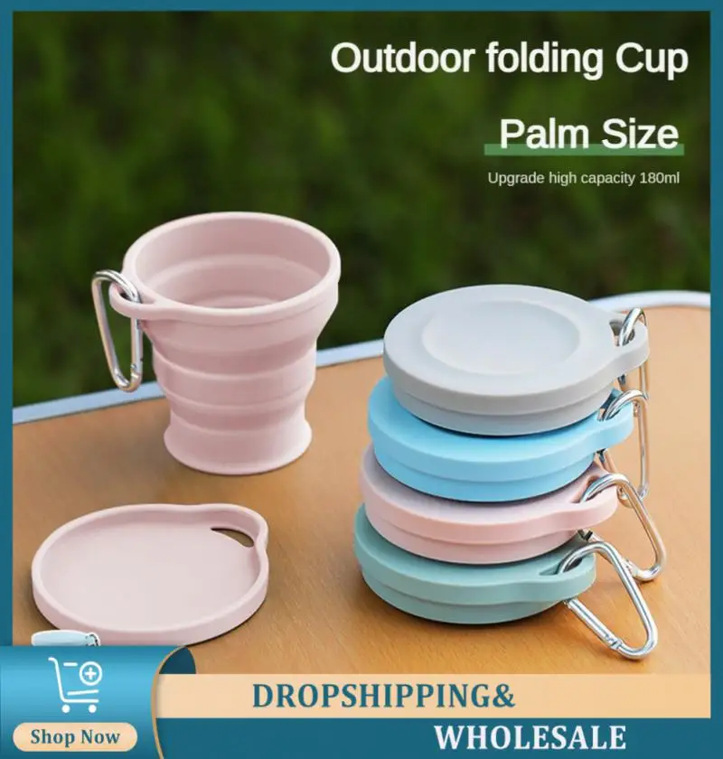 180/100ML Folding Cup Mini Retractable Cup Silicone Portable Teacup Outdoor Travel Coffee Telescopic Drinking Mug With Lid