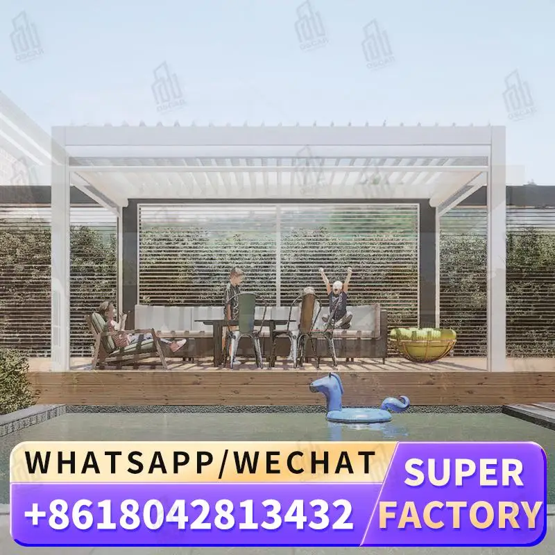 

3x3 3x4 4x4 6x4 m Modern Outdoor Bioclimatic Aluminum Louver Pergola