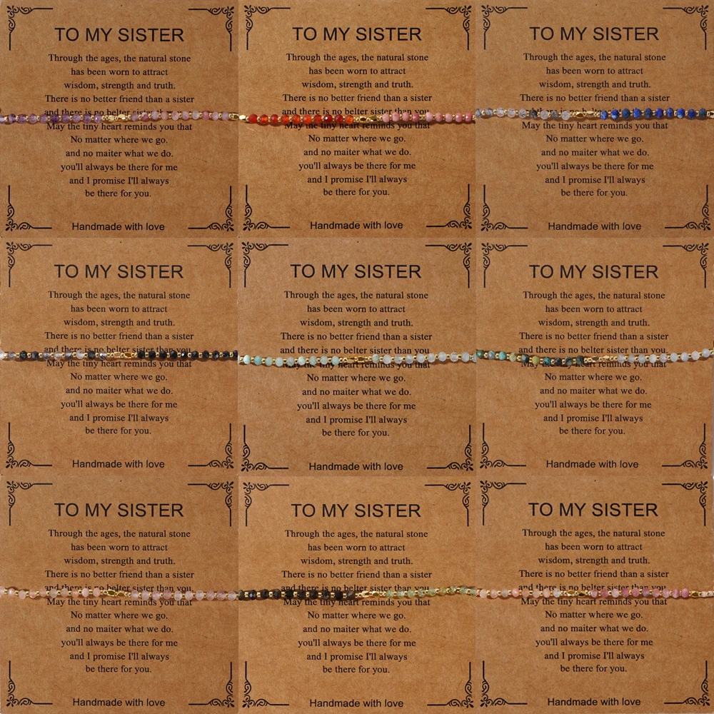 Go2boho Dainty Tiny Stone Beaded Chain Stack Gemstone Y2K Trendy Handcrafted Bracelets with Card Gifts Set for Women Men 2024