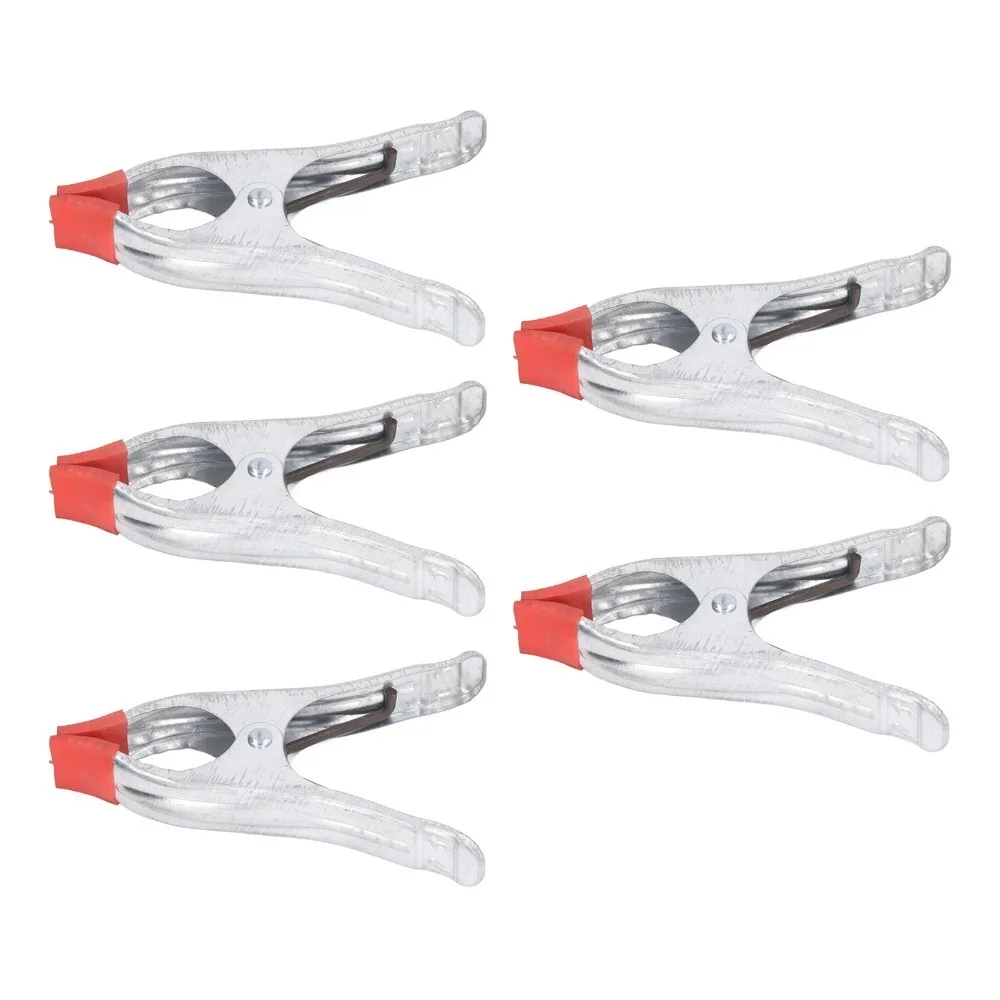 5Pcs Heavy Duty 7 In Spring Clamps Silver Red Rubber Grips A Shape Clips Galvanized Iron Heavy Duty Clamps For DIY Working