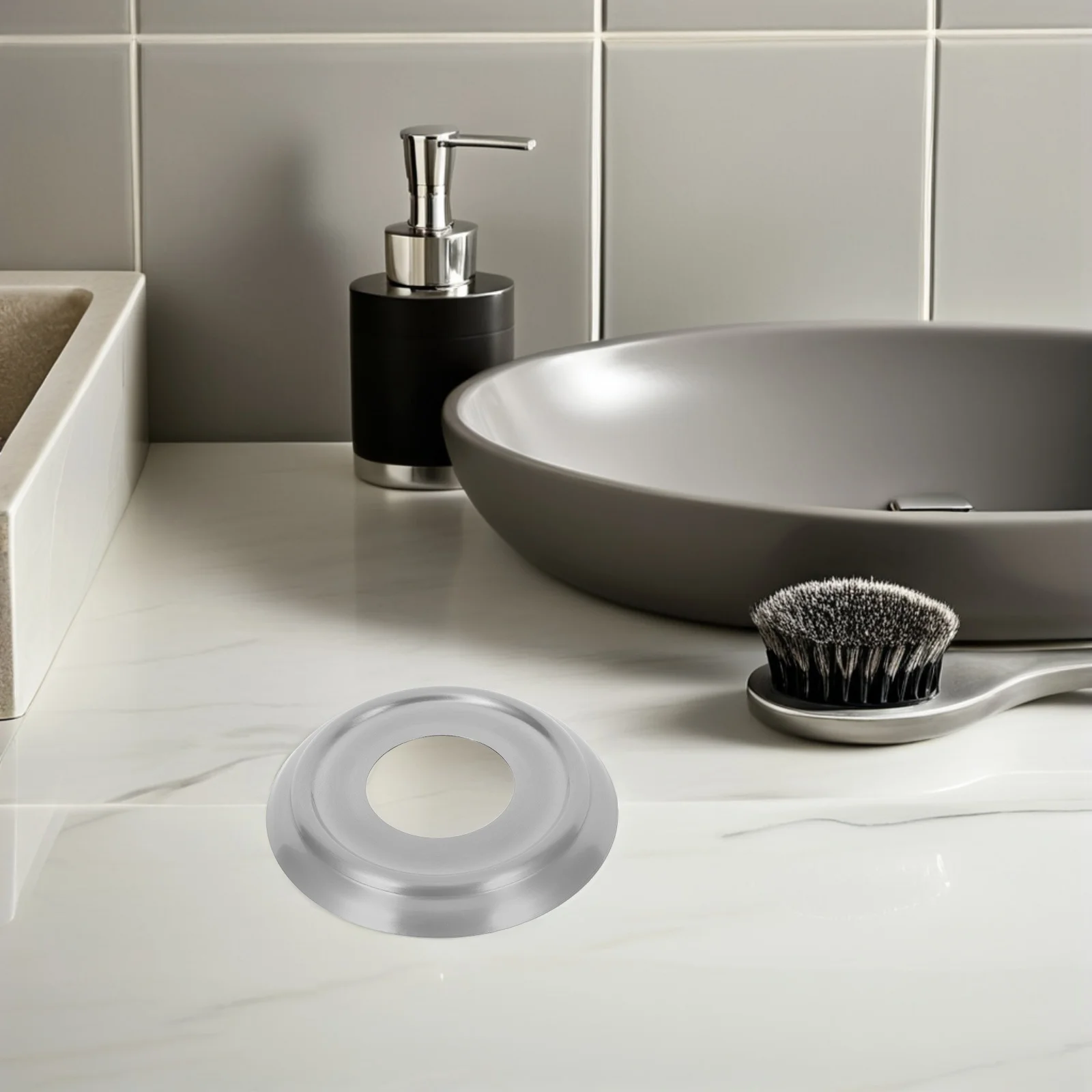 

1Set Metal Tub Spout Cover Ring Universal Stainless Steel Trim Plate Bathroom Tub Spout Cover Water Pipe Flange Splash Guard