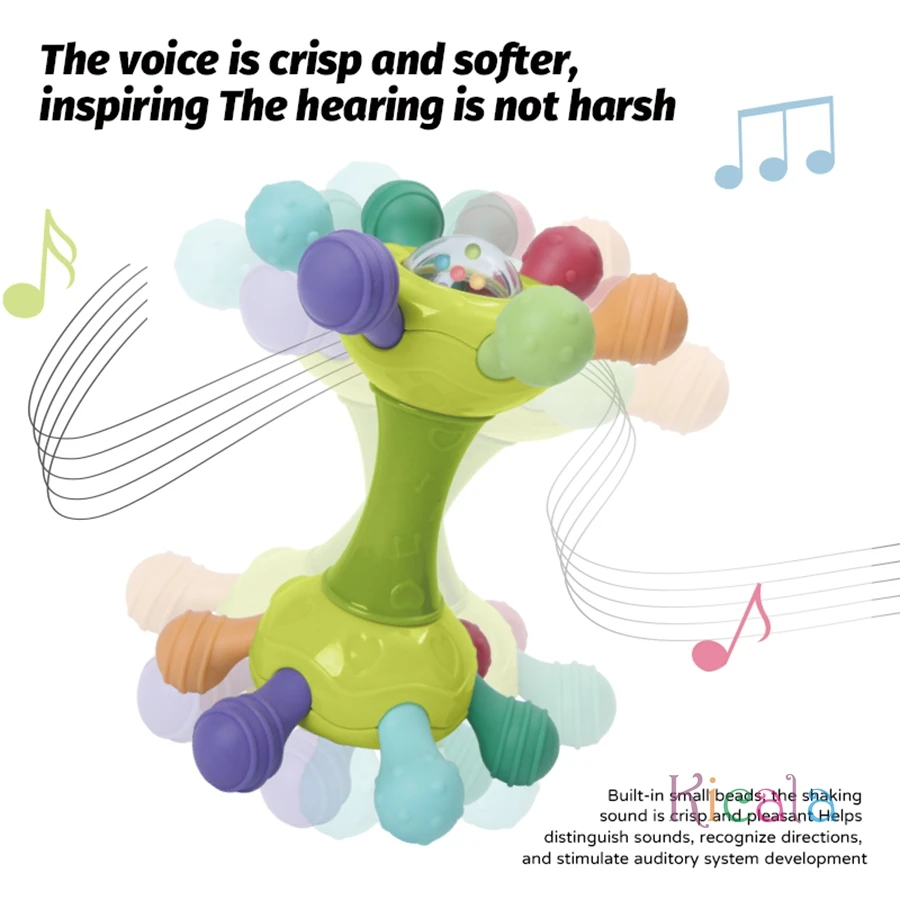 Neugeborenes Baby Geschenk Silikon Beißring Lebensmittelqualität Zahnen Spielzeug Finger Aktivität Simulation Glocke Rassel Montessori sensorisch
