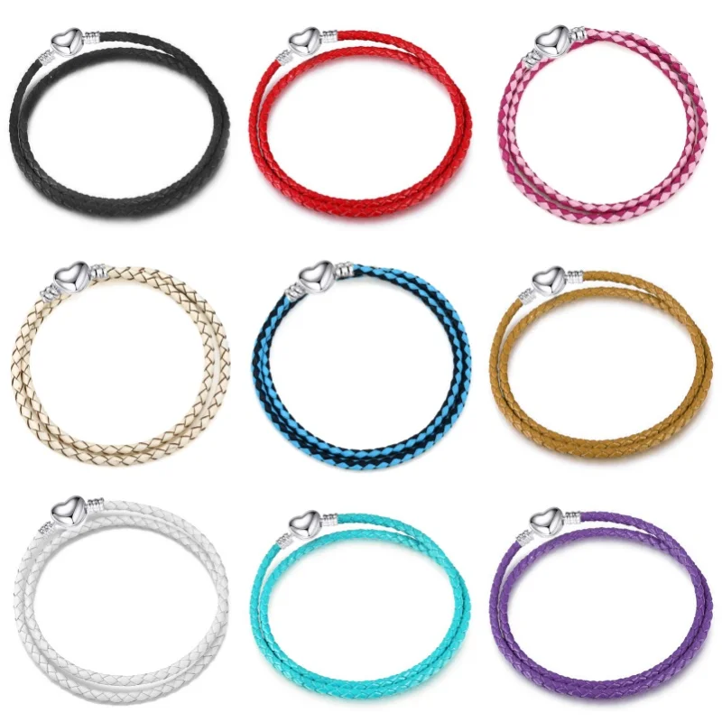 

Double Circle Fashion Love Leather Rope Bracelet for Women's PU Basic Chain Couple Bracelets DIY Jewelry Valentine's Day Gifts