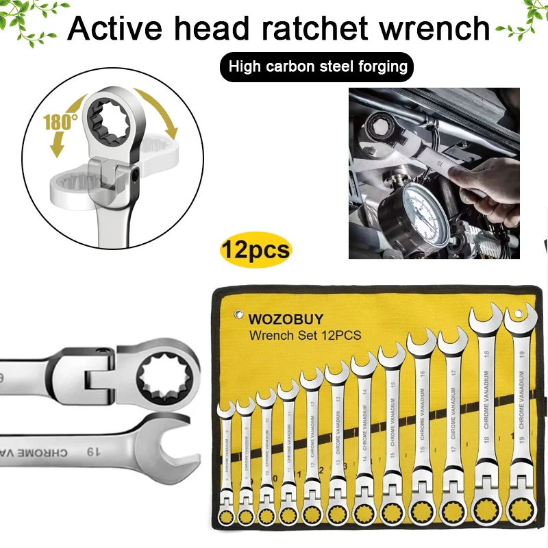 Multi Functional 180 Degree Turning and Shaking Ratchet Wrench, Mobile Phone Repair Tool, Dual-Use Plum Blossom Open-End Wrench