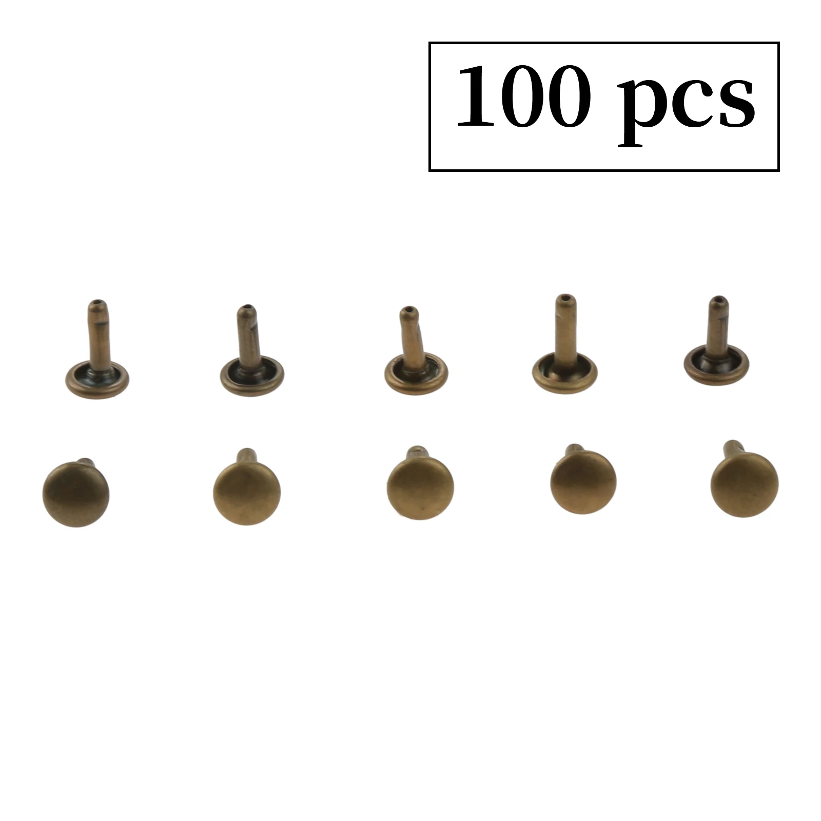 100 sztuk podwójna czapka nity metalowe Antique Bronze 6mm/0.24 Cal 2-dwustronne okrągłe ćwieki skóra ręcznie robiona torba buty z paskiem odzież