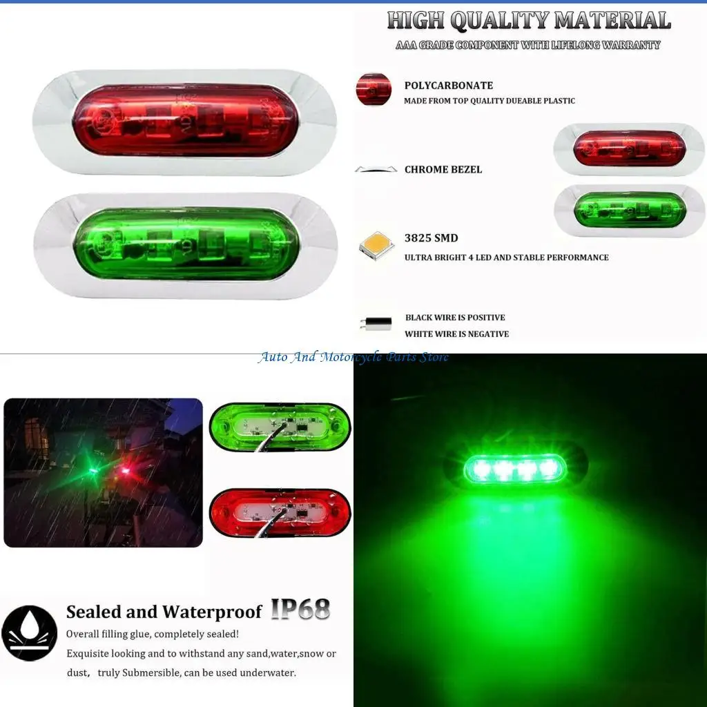 

P9FD 4LED красный зеленый морской сигнальный фонарь 12В с низким энергопотреблением боковой габаритный фонарь