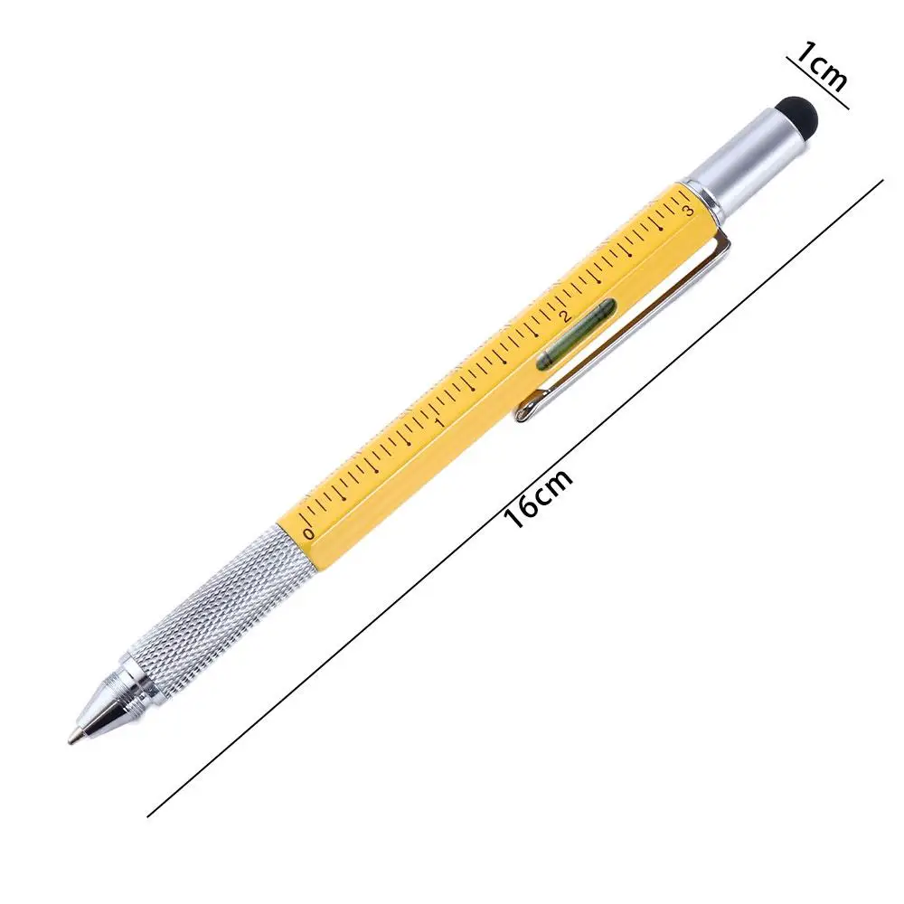 1 Multi Function Level Meter Pen Tool With Scale Gadget Flat-blade Screwdriver Capaciative pen Cross Screwdriver Ballpoint Pen