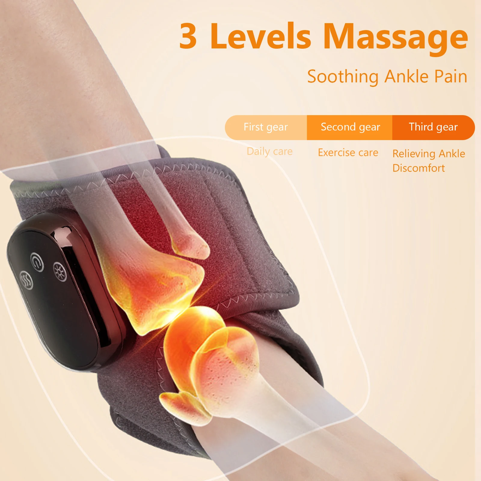 

Heated Ankle Massager 3 Modes Electric Heating Joint Care Tool Lightweight Calf Massager for Home Office Relieves Fatigue