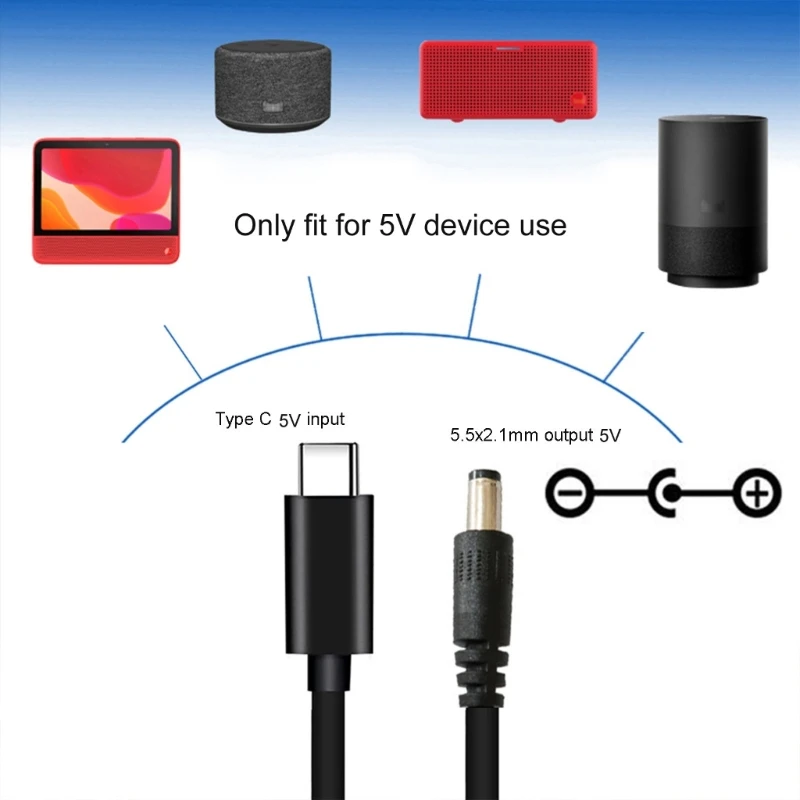 USB to 5.5x2.1mm Power Cable, 3.3ft Barrel Center Pin Positive Cord for Led and Peripheral Products