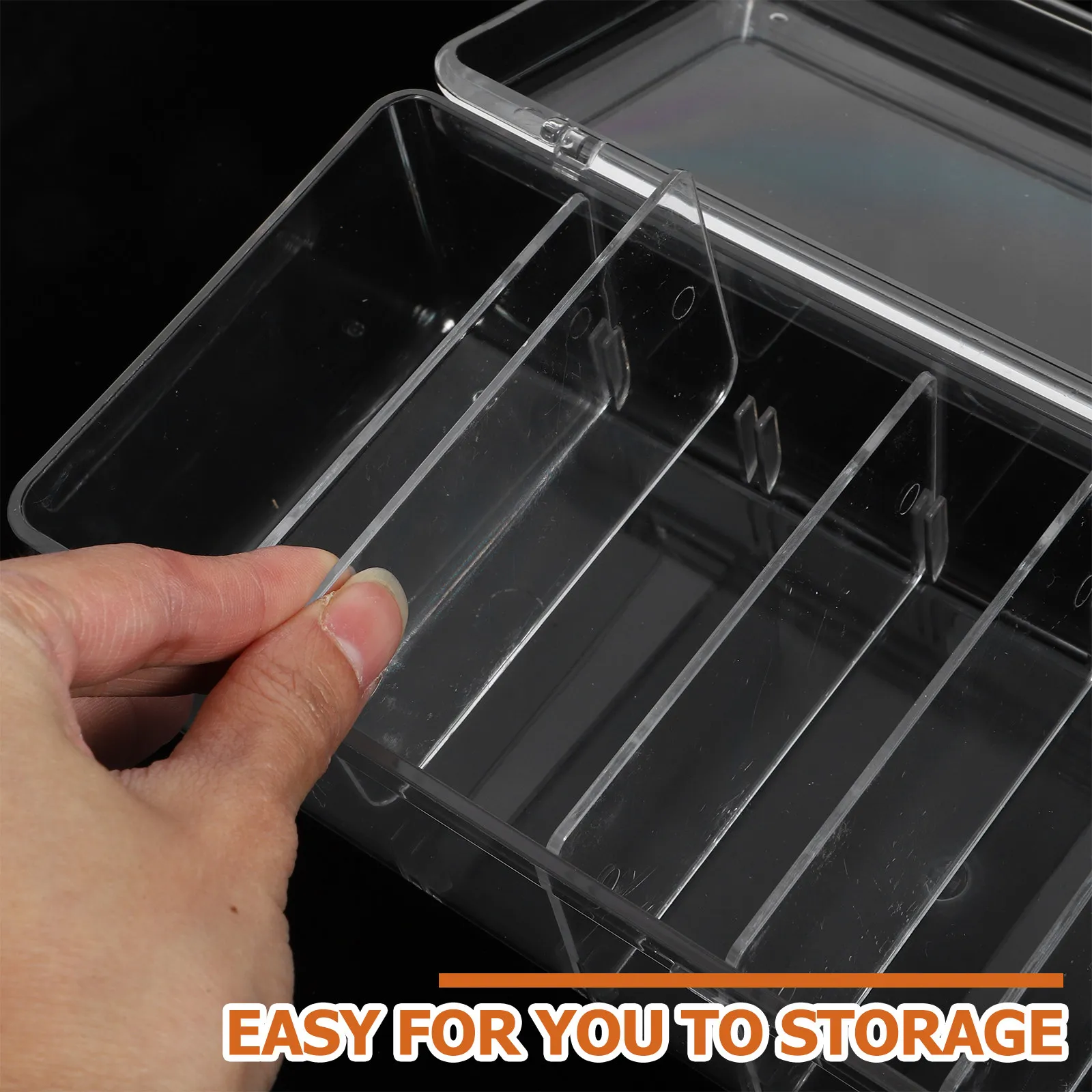 

Clear Data Cable Storage Box Cord Organizer Box Sturdy Plastic Cable Holder with Lid Detachable Dividers Office Desk Cord
