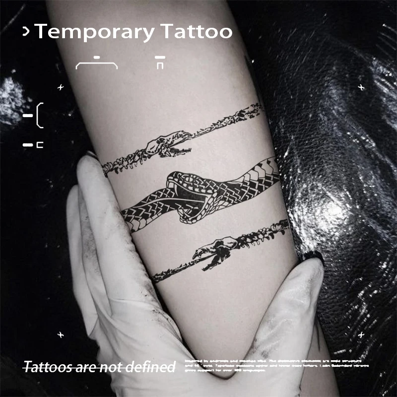 

Поддельные татуировки, изображение темной змеи, травяной сок, татуировка, нашивка, временные татуировки на руку, прочная водонепроницаемая готическая сексуальная горячая девушка, подарок на вечеринку