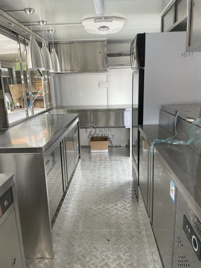 شاحنة طعام الشارع مع امتياز معدات المطبخ الكاملة شاحنة الوجبات السريعة مقطورة المطبخ المحمول وجبة خفيفة عربة القهوة