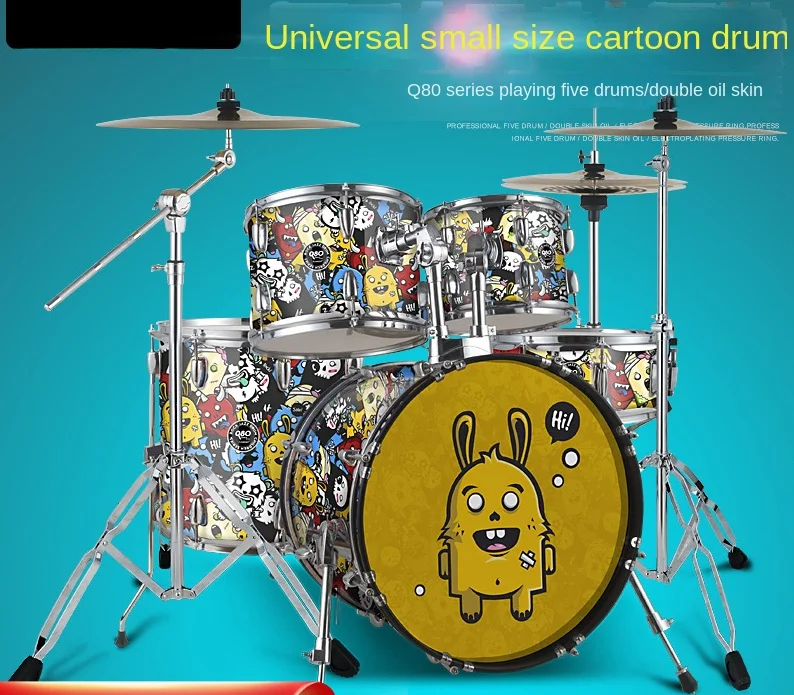 

Adult self-taught drum kit 5 drums 3 cymbal 4 cymbal children's beginner entry test cartoon jazz drum professional performance