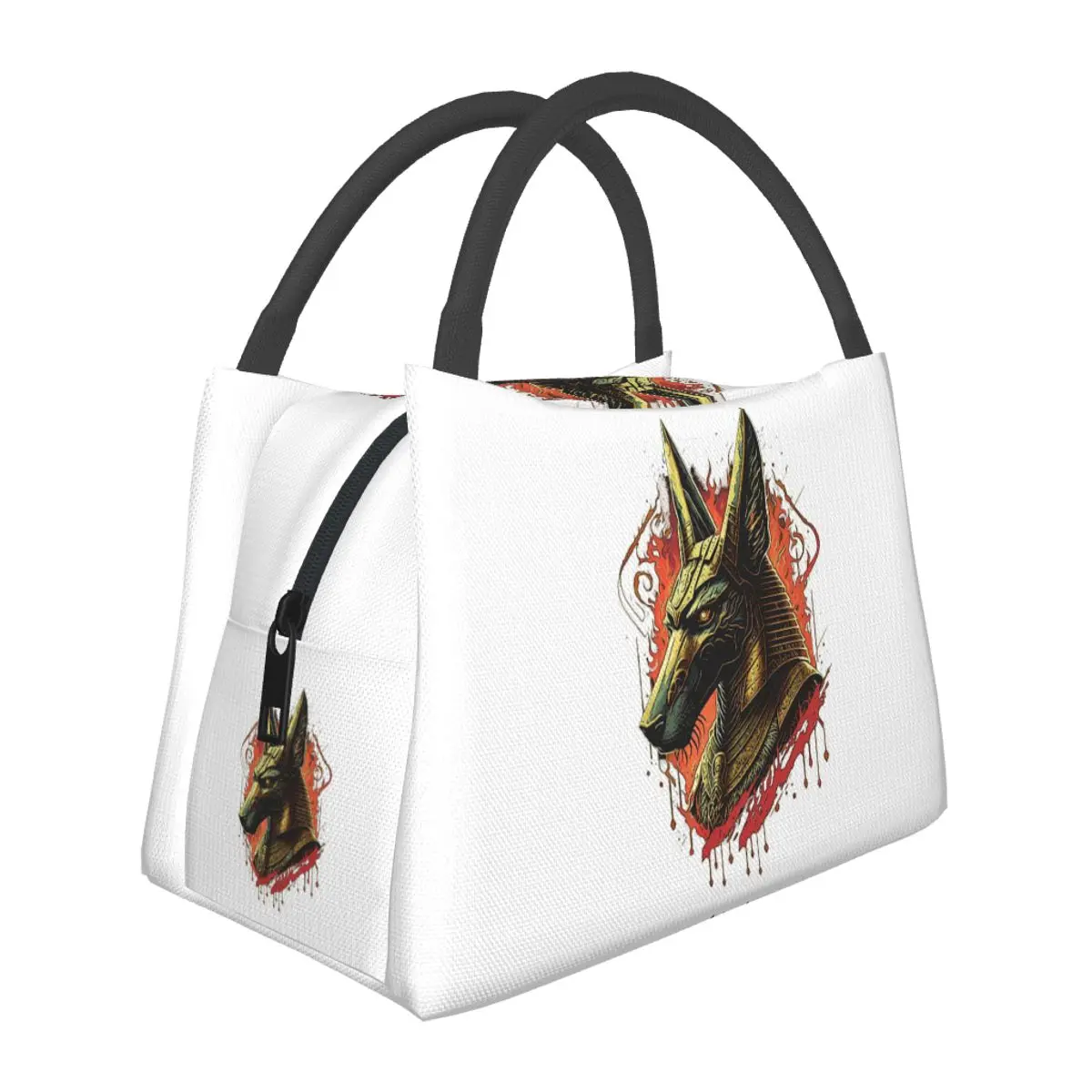 Face The Egyptian Pharaonic God Anubis Lunch Bags Bento Box Lunch Tote Picnic Bags Cooler Thermal Bag for Woman Kids Travel