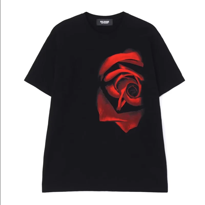 Red rose flower vintage T-shirt men's and women's short sleeves