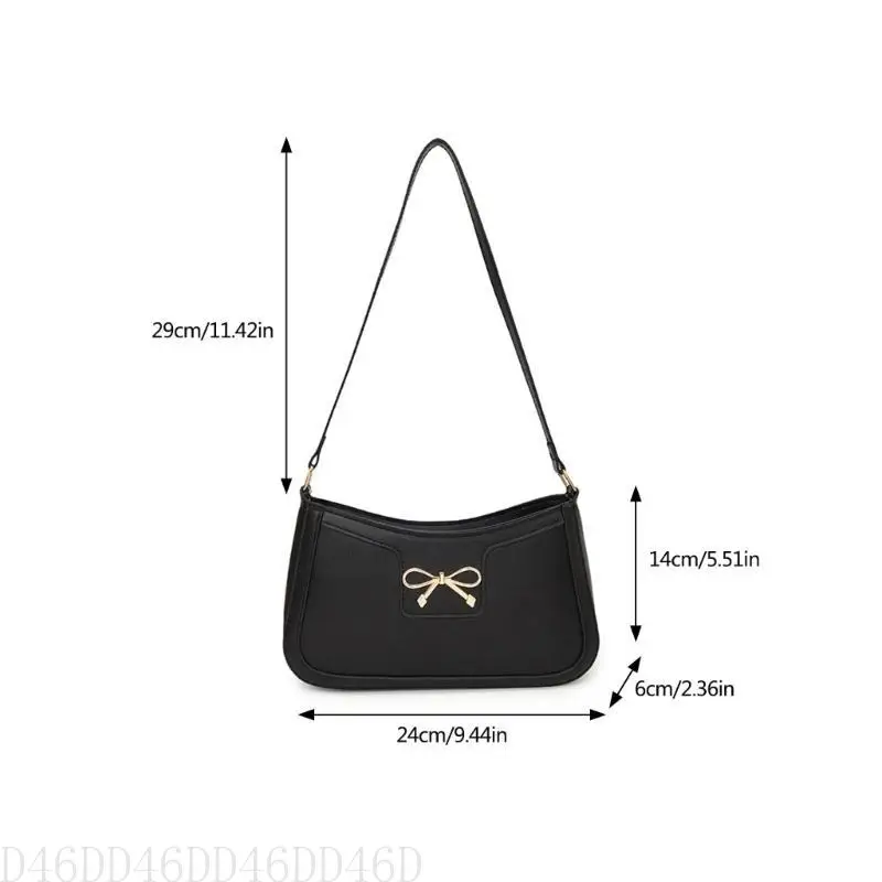 

D46D Fashion Solid Color Shoulder Bag with Bows Underarm Bags for Everyday Use