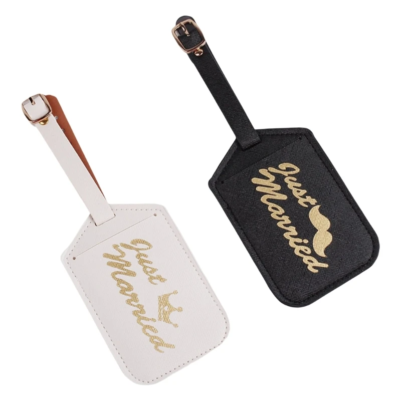 PU Leather Luggage Tags Wedding Bridal Gift Cute Suitcase Tag Travel Accessory for Women Men Lover Couples