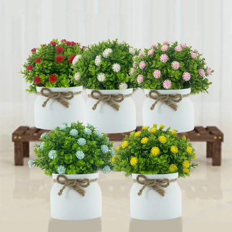 1pc Artificial Bonsai Fake Plant Flower Potted Plant Grass Plants Pot Ornament For Wedding/Party Home Garden Decorative