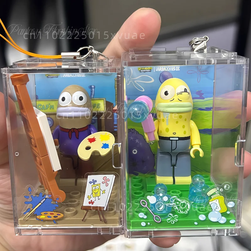 New AREAX SpongeBob Building Blocks Ornaments Pendant Bikini Bottom's One Day Assembling Box Building Block Toys Children's Gift
