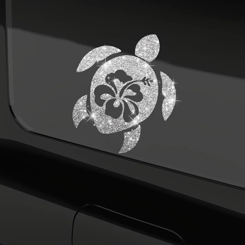 1 szt. Imitacja Diamentu Brokatowa Naklejka na Samochód Żółw Wodoodporna do Okna Samochodowego Tuning Stylizacja Samochodu Śmieszne Błyszczące Naklejki Winylowe na Łódź