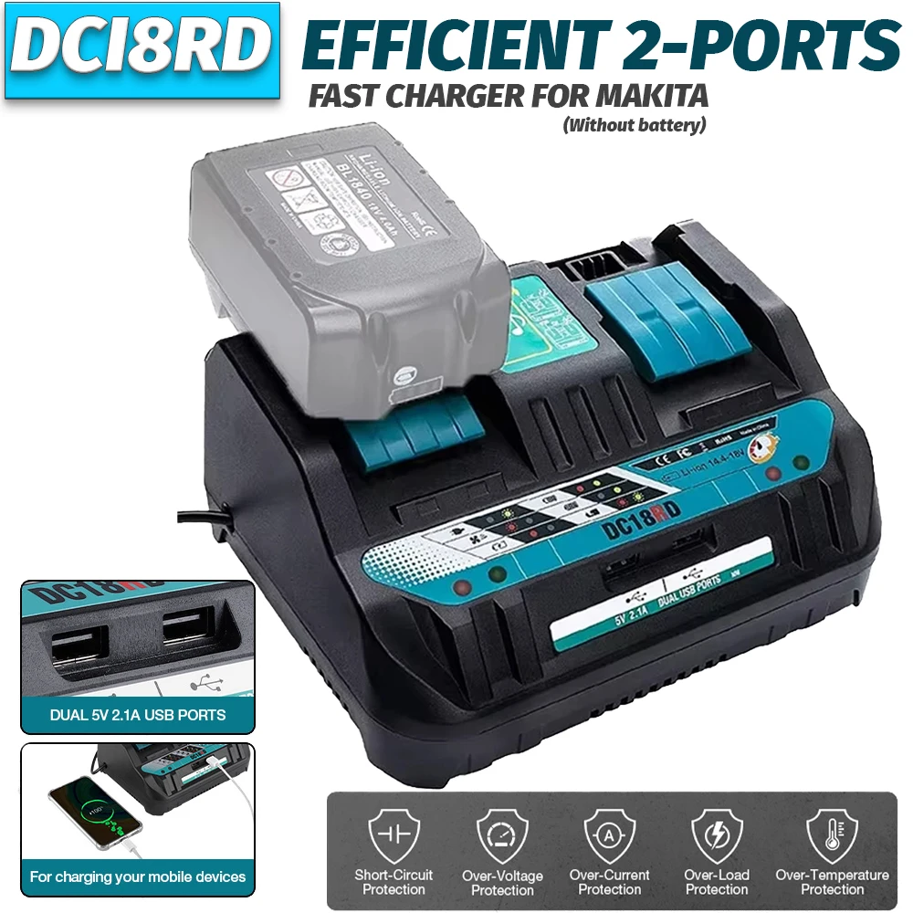 

DC18RD Power tool Battery Charger 14.4V 18V For Makita Batteries Li-ion Battery Charger BL1815 BL1830 BL1840 BL1850 BL1860 BL144