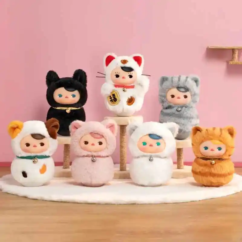 

Подлинная POP MART PUCKY Roly-Poly Kitty Series-виниловая плюшевая слепая коробка, сумка для догадок, игрушки, куклы, милые аниме-фигурки, украшения