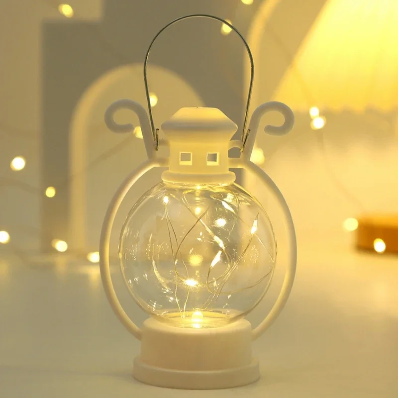 Christmas LED Lantern Retro Carrying Electronic Candle Small Horse Lights Christmas Table Decorations Housewarming Gifts