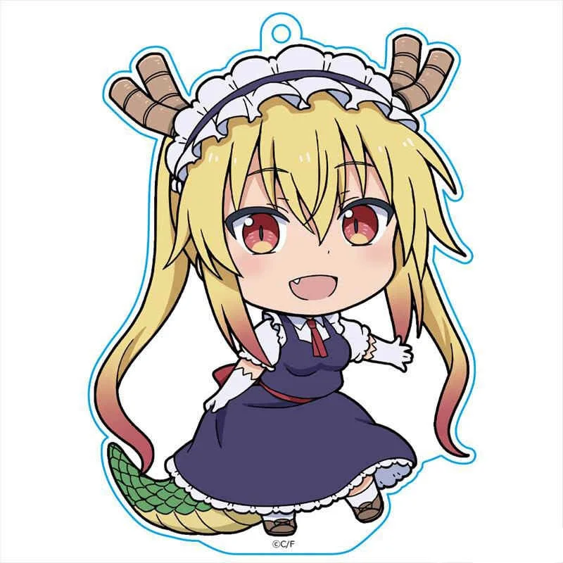 Charm Anime Miss Kobayashi`s Dragon Maid Puni HD Figurel Q Edition Acrylic keychain For Fans Gifts Ornament Collection About 6cm