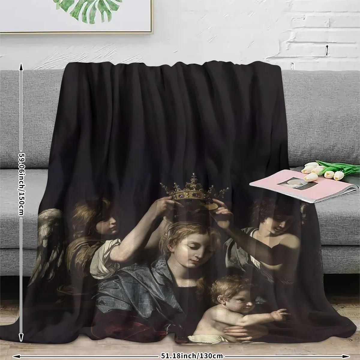 Masterpiece Painting Print Throw Blanket Home Decor Canvas Art for Living Room Renaissance Style Couch Throw