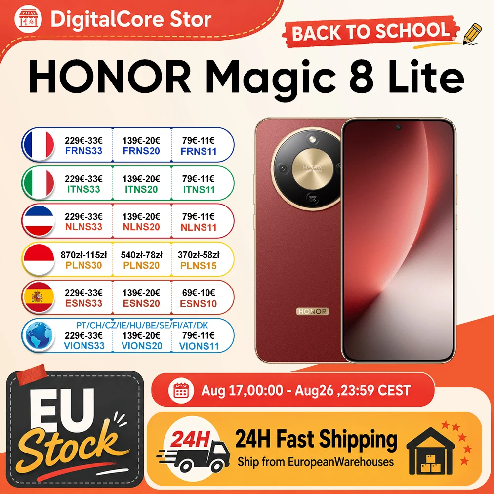 Image of 2026 Neues HONOR Magic8 Lite EU-Version 5G Android Smartphone Mobiltelefone AMOLED Snapdragon 6 Gen 4 7500mAh 108MP OIS AI Kamera