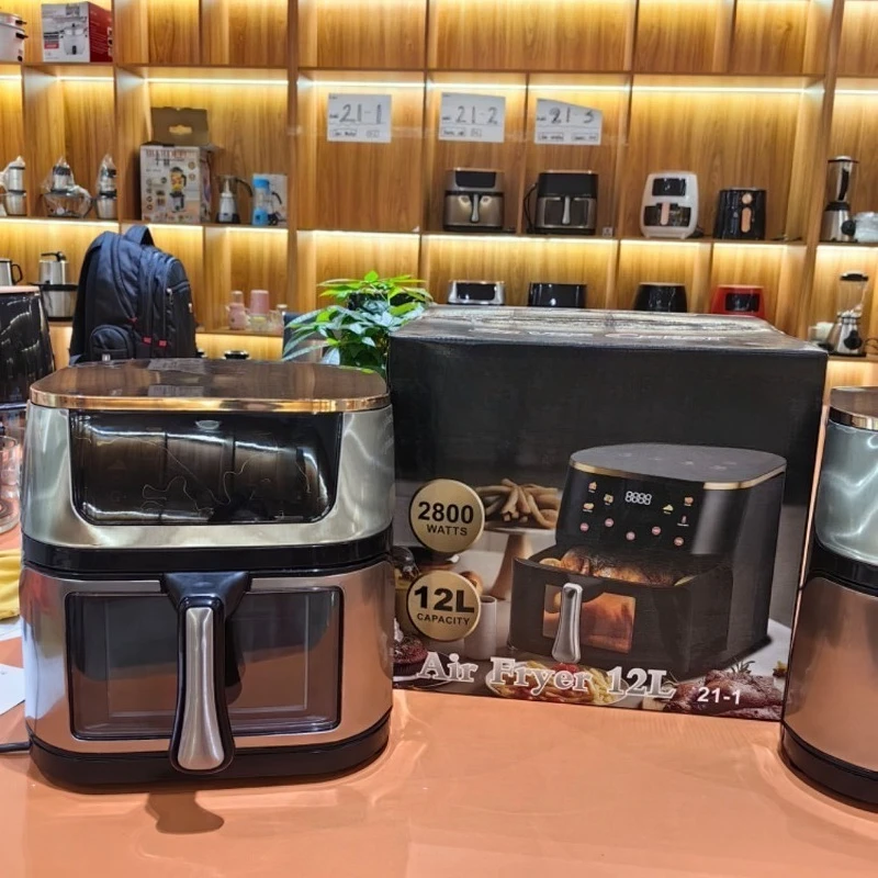 Smart Stainless Steel Visible Air Fryer, Household Multifunctional Large Capacity Electric Fryer for Cooking