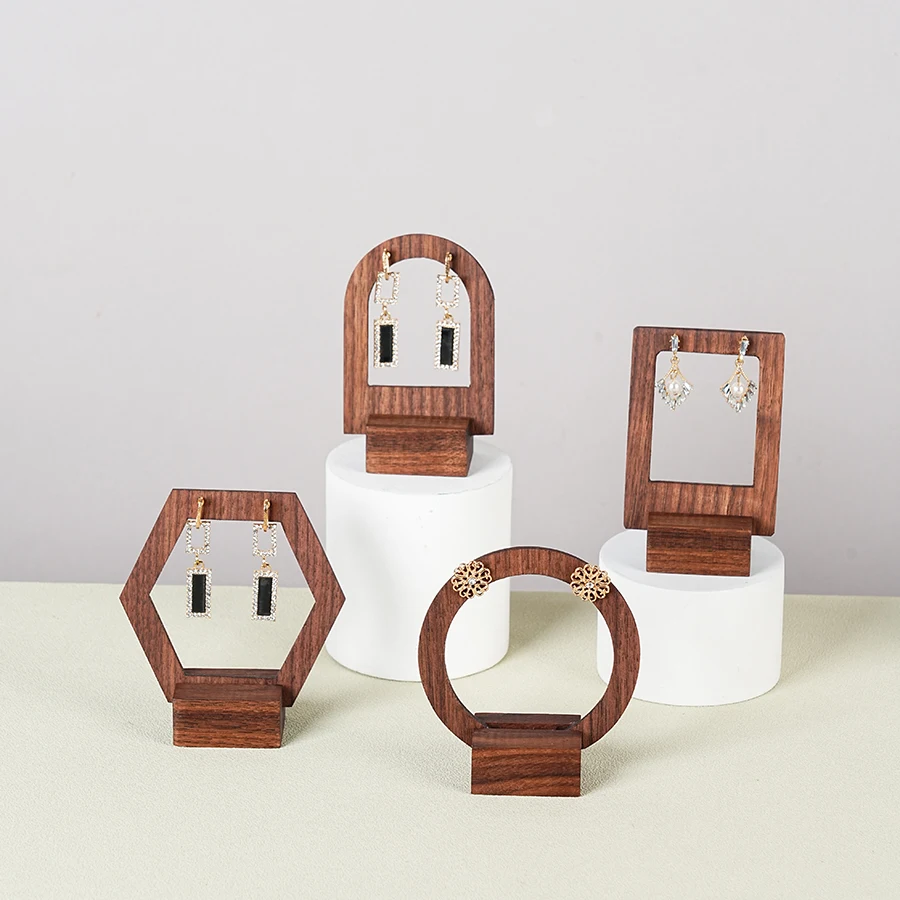Minimalist Wooden Jewelry Display Stand, Walnut Wood Ear Nail Display Stand, Jewelry Storage Packaging Box, Card Box