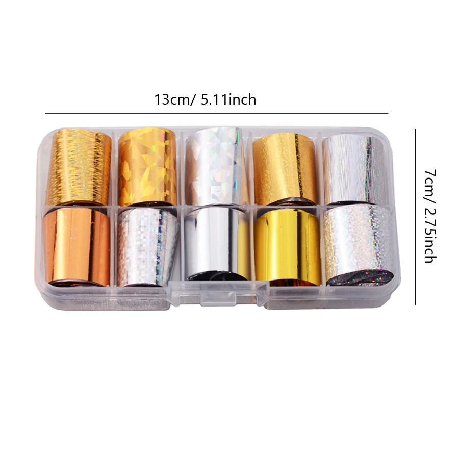 Holografisches Nagelfolien-Set, Gold-Silber-Transferaufkleber, Laser-DIY-Maniküre, Sternenhimmel-Aufkleber, 1 Box, 2,5*60cm – Detail 6