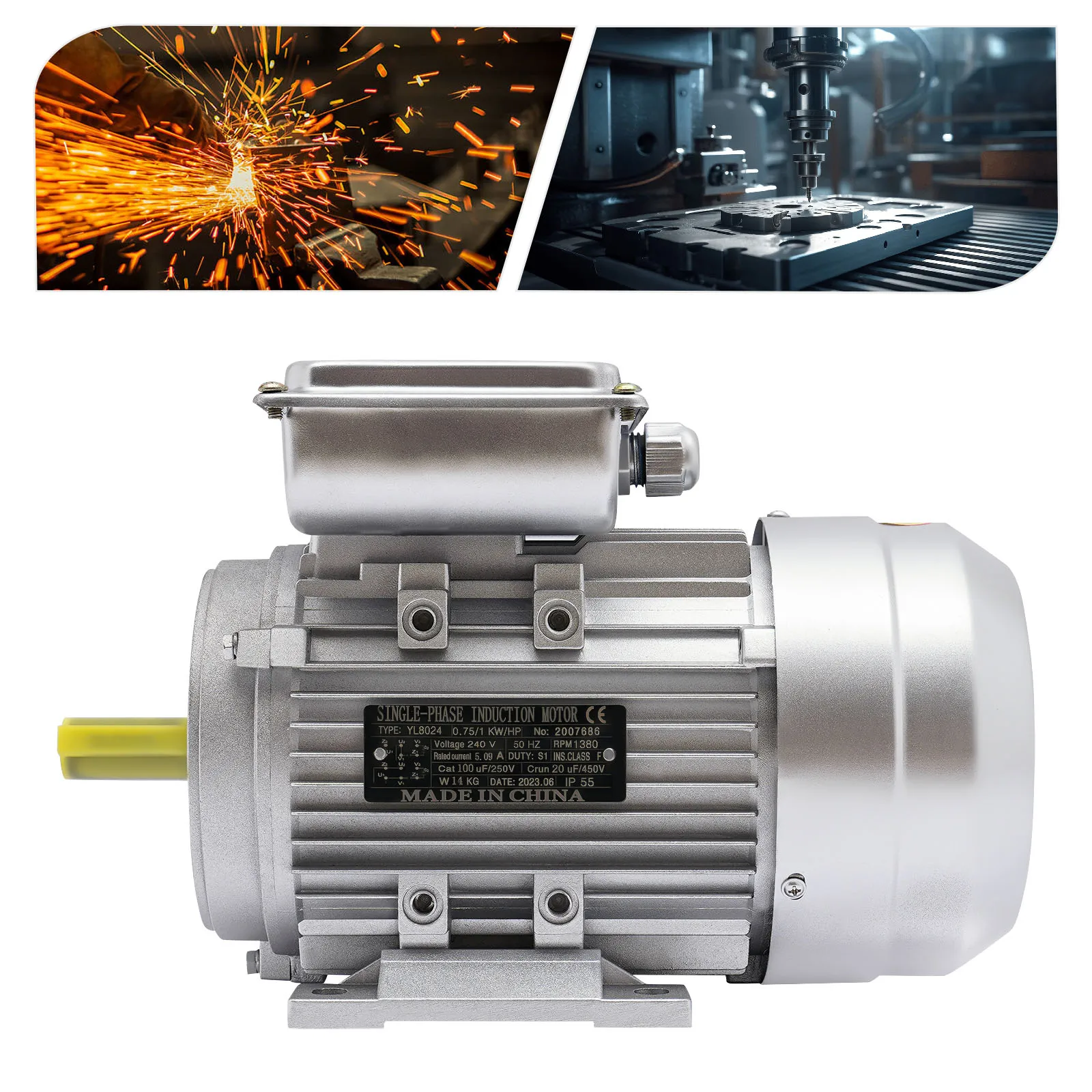 محرك كهربائي 1 حصان عالي الطاقة محرك غير متزامن أحادي / ثلاثي الطور لبناء الآلات #1