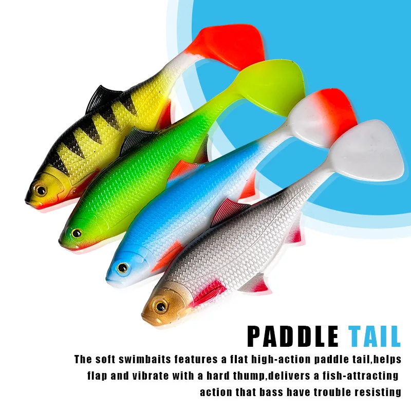 

4pcs 13.5cm/27g Fishing Lure Big Size T-tail Soft Worm Bait Lures Swimbait Artificial Fishing Gear