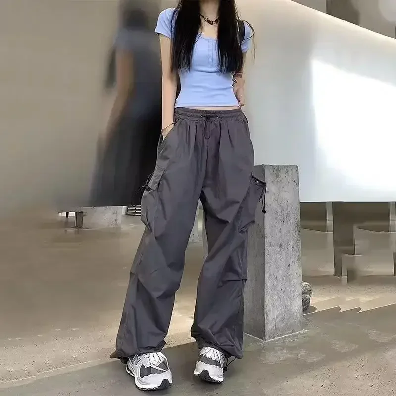 Y2K Women Streetwear  Korean Harajuku Parachute Track Pants Men Tech Sweatpants Wide Leg Joggers Trousers Clothes 2025 New